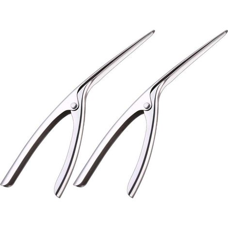 Lot de 2 éplucheurs de crevettes professionnels en acier inoxydable, éplucheur de crevettes mante religieuse incurvé, pratique (1/4)