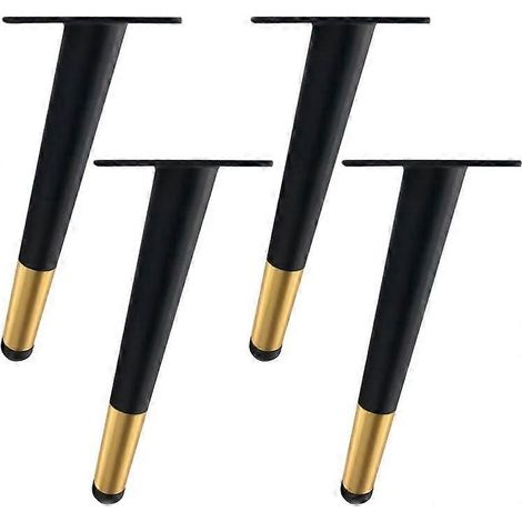 Verstellbare Schrankbeine, 4 Stück, Möbelfüße, Metall-Tischbeine, Stützfüße, Schrankbeine, Möbelersatzbeine, Schwarz-Gold (Schrägkegel, 35 cm, 13,7 Zoll)