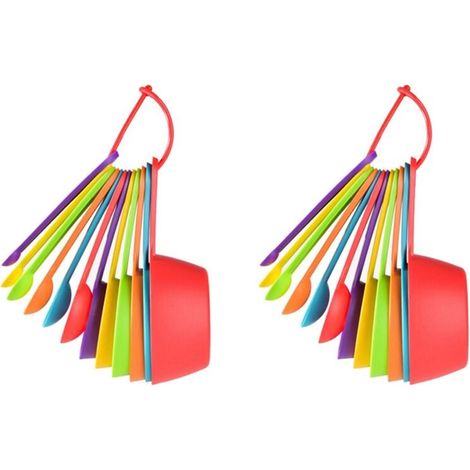 Ensemble de 24 tasses et cuillères à mesurer en plastique, ustensiles de cuisine colorés, parfaits pour la pâtisserie (couleur aléatoire) (1/4)