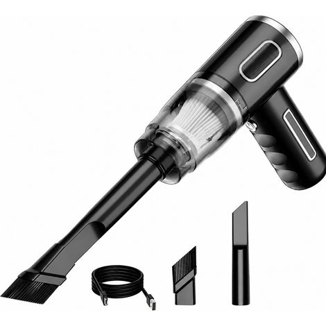 Tragbarer, kabelloser Autostaubsauger, Schwarz, Doppelfilter, 120 W, Handstaubsauger, Nass-/Trockensauger, für Auto und Haushalt (1/5)