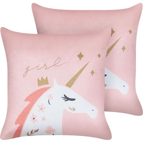 Dekokissen 2er Set UNIOLA Samtstoff 45 x 45 cm Rosa