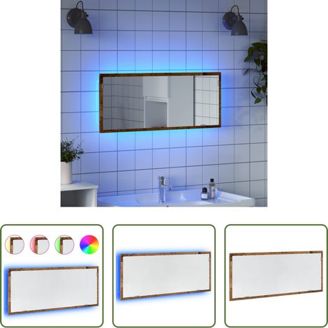 LED Spiegel - LED-Badspiegel Altholz-Optik 100x8,5x37 cm Holzwerkstoff (1/5)