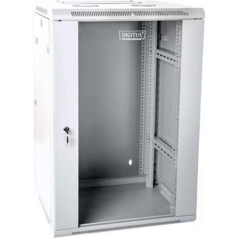19" 12U Rack 600x600 Wall Hung Network Cabinet, Door Glass, Grey, Split, Folded, 60kg