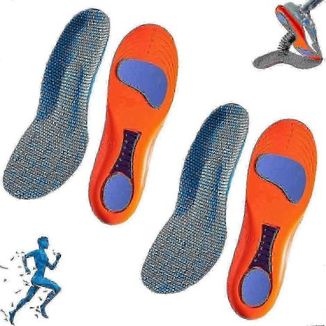 Semelles orthopédiques Norelie pour le soutien de la voûte plantaire, le soulagement de la fasciite plantaire, confort pour chaussures de travail et de sport (2 paires orange 43-44) (1/5)