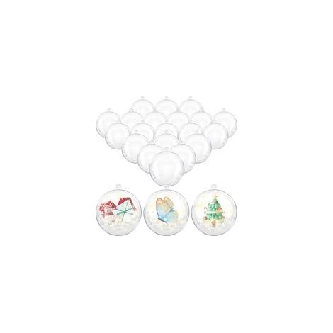 Lot de 20 Boules de Noël en Acrylique Transparent 8 cm pour décoration de décoration Petit Dessert ou fête de Mariage Halloween