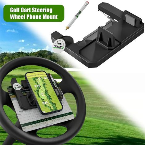 Support téléphone pour volant de voiturette de golf, avec porte‑carnet de score et porte‑crayon (1/5)