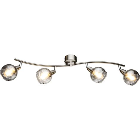 Plafonnier design LED salon salle à manger spot bar verre fumé spot orientable (1/3)