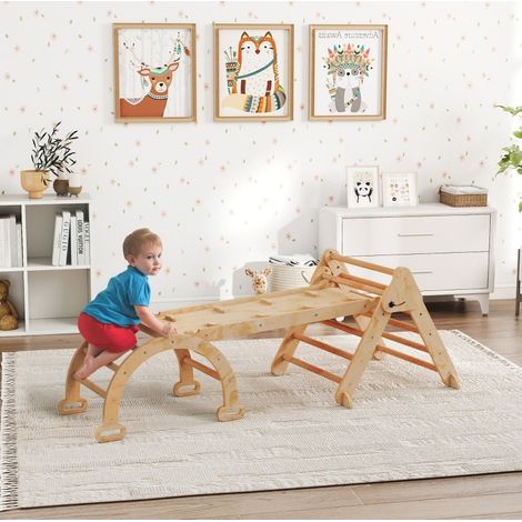7-in-1 klappbares Klettergerüst aus Naturholz für Kinder von 1,5 bis 4 Jahren HAVRYA (1/3)
