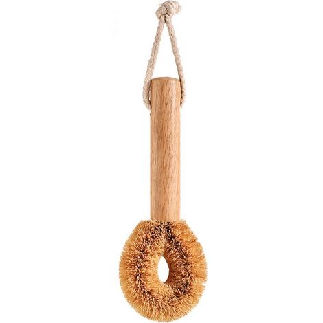 Brosse de Toilette en Bois-tête de Brosse en Fibre de Coco Naturelle et Manche en Bois de hêtre pour Salle de Bain, Brosse à récurer, Brosse de Nettoyage pour Toilettes(1pc) (1/5)