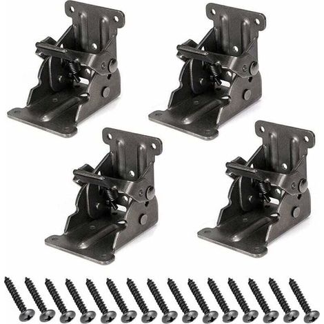Supports pliants pour pied de table, quincaillerie de charnire pliable, extension auto-verrouillable Support de support d\\'tagre pliable pour pied de lit, tagre murale, gain de place, lot de 4 (1/5)