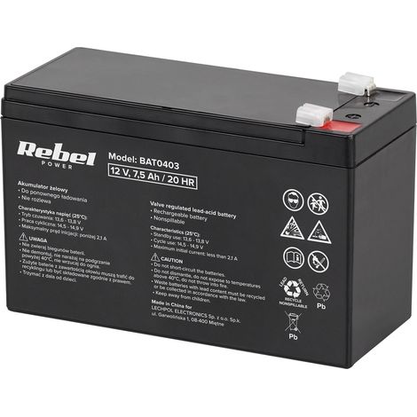 Batterie gel rechargeable 12V 7.5Ah sans entretien MaxPower
