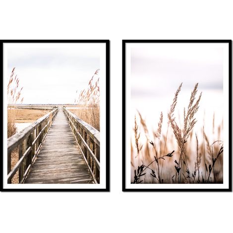 BILDPOSTER IM RAHMEN 53x73cm Diptychon 2er Set Boho Pomost P2148 (1/3)
