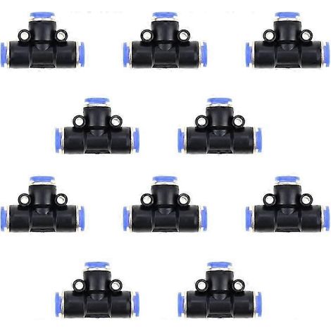 Lot de 10 raccords rapides pour tuyaux pneumatiques 6 mm, raccords pneumatiques à insertion rapide en plastique pour conduites d'air. (1/5)