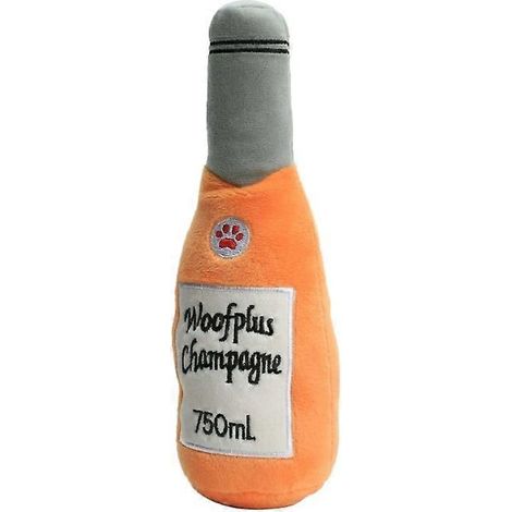 Quietschflaschenspielzeug für kleine Hunde, bissfest, champagnerorange, Zahnpflegespielzeug.