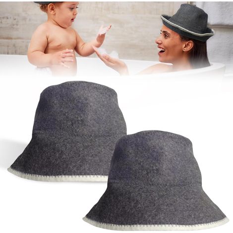 Lot de 2 chapeaux de sauna en feutre Pour homme et femme Accessoires de sauna Gris