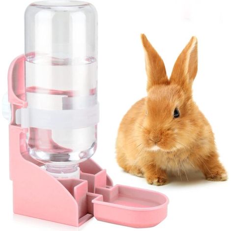 Bouteille d'eau pour lapin sans goutte, distributeur d'eau automatique suspendu, mangeoire à eau pour cage pour animaux de compagnie (1/5)