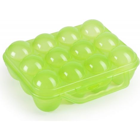 Set di 12 Portauova in plastica con manico, lime, Misure 19,5 x 18 x 7 cm