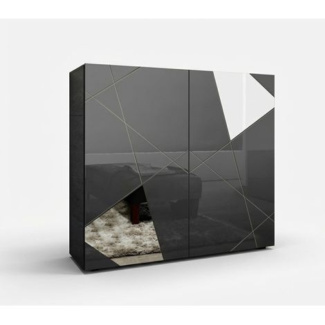 Credenza moderna 2 ante con ripiani design geometrico Flaminia (1/2)