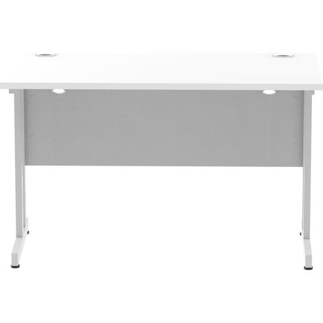 Impulse 1200 x 600mm Straight Desk White Top Silver Cantilever Leg MI002196