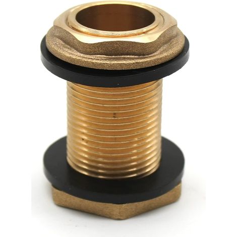 Passe Paroi 4 Raccord Male 3/4'' avec 8 Joint Plomberie Laiton Raccord Tuyau pour Tuyau Arrosage, Cuve Recuperateur d Eau de Pluie, Reservoir Eau de Pluie, Robinet Exterieur (1/5)