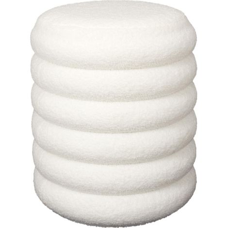 Pouf rangement bouclette blanc 37 cm diamètre – Hauteur 43,5 cm – 2 en 1 rangement et assise – Léger 4,6 kg pour salon ou chambre