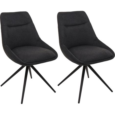 Conjunto de 2 sillas de comedor giratorias posición automática en metal y trípode de acero tejido antracita 040007390 (1/5)