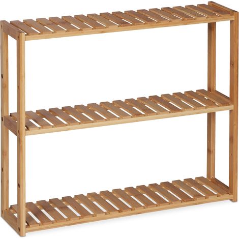Scaffale da parete stretto e flessibile, 3 ripiani regolabili, 100 x 30 x 15 cm, in bambù naturale 130009992