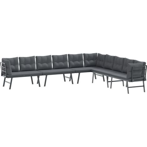 Maison Exclusive - Gartenbänke 4 Stk. mit Kissen Schwarz Pulverbe