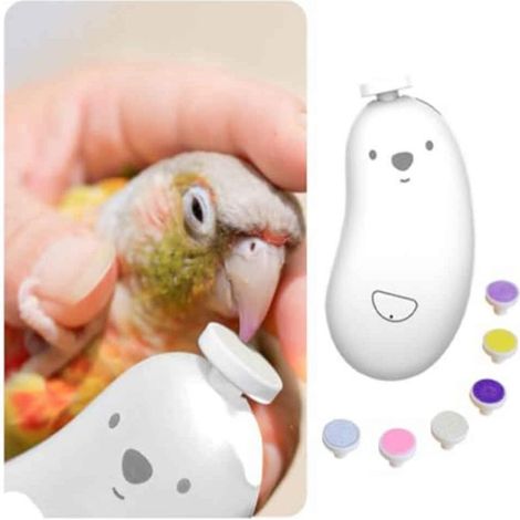 Lime à ongles et bec pour oiseaux, outil de toilettage sûr et silencieux (jaune, blanc) (1/5)