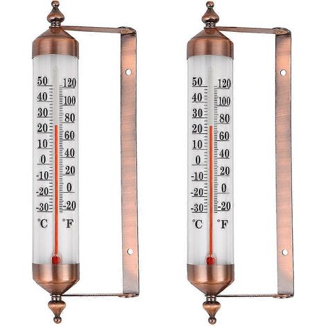 Lot de 2 thermomètres décoratifs sans fil de 25 cm (10 pouces) en acier de qualité supérieure pour intérieur/extérieur (1/5)