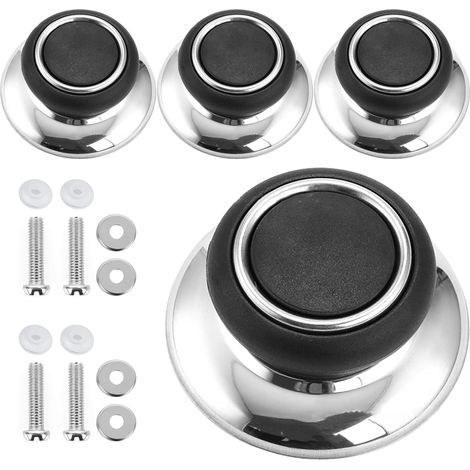 Juego de 4 pomos de baquelita resistentes al calor con base de acero inoxidable, asas de repuesto universales para ollas de cocción lenta, sartenes, tapas de freír y asas. (1/5)