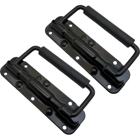Asa plegable para caja con resorte, asa para caja de aviación, 140 mm/5,5", negra, dos piezas (1/3)