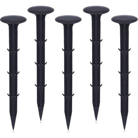 Piquets de jardin en plastique UlisemGarden pour fixation de toiles anti-mauvaises herbes, protection UV (50 pièces, noir) (1/4)