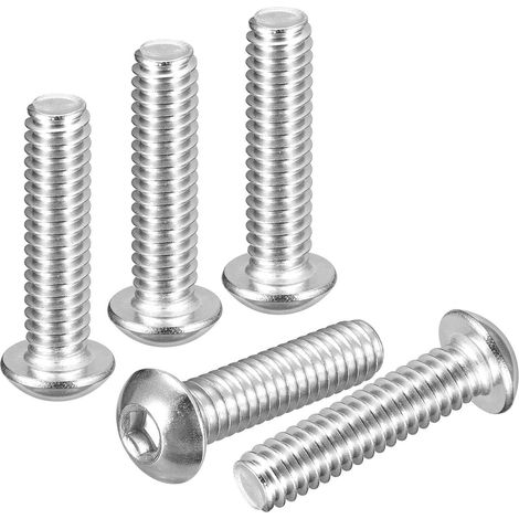Vis À Tête Bouton 1/4"-20x1" À Empreinte Hexagonale - Lot De 20 - Compatible Pour Vélos De Route, VTT, Auto, Moto - Acier Inoxydable 304 Blanc - Fixations À Entraînement Hexagonal (1/5)