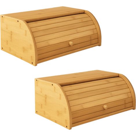 Deux boîtes à pain en bambou pour la cuisine, ouverture, 40 x 27 x 16 cm  Begryf