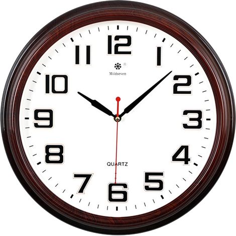Horloge murale d'extérieur, en plastique étanche, avec affichage de la température et de l'humidité, résistante à l'eau, silencieuse, pour terrasse et jardin, marron foncé (1/5)