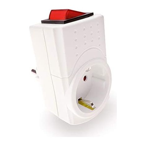 Enchufe con interruptor y toma de tierra, blanco, 230 V, 6 x 6 x 5 cm (1/5)