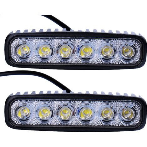 2 pezzi, fari a striscia da 18W a 6 lampade per veicoli fuoristrada (12V). (1/3)