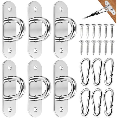 Anneaux de Fixation Plaque Oeillet Crochet Inox Pontet Platine 6PCS (1/5)
