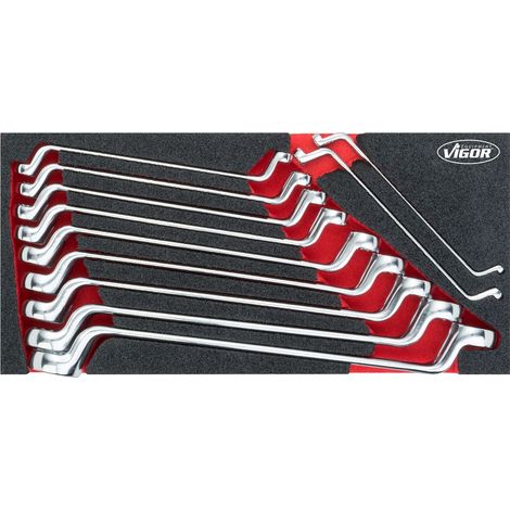 VIGOR Doppel-Ringschlüssel Satz V6722 Außen-Doppel-Sechskant Profil 6 x 7 – 25 x 28 mm 11 teilig (1/4)