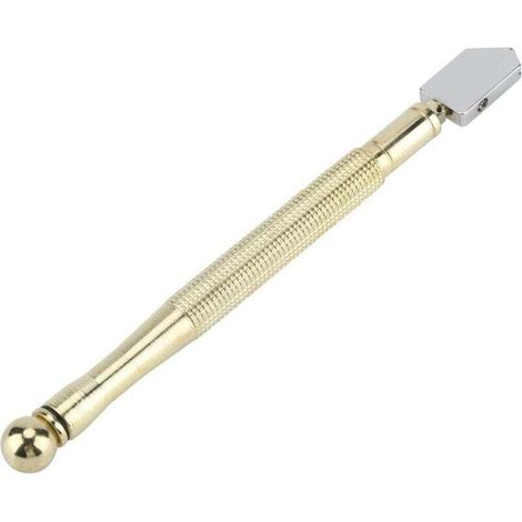 Coupe-Verre Professionnel,Outil de Coupe en Verre de Qualité Professionnelle Super Cutter Poignée en Métal pour Couper Carreaux Mirror Bottle Forme de Crayon et Conception(Copper Handle)