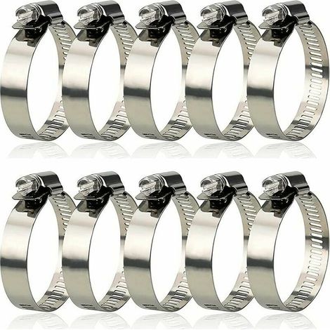 304 Collier de Serrage Inox,Collier de Serrage Métallique Diamètre Réglable de 27 à 51 mm,Collier de Serrage Pour Piscine Pour la Fixation des Tuyaux 10 Pièces，