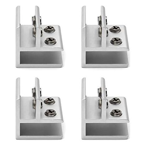 BEBUSINGOTO Juego de 4 soportes de sujeción para vidrio de 90 grados, soportes de sujeción ajustables para estantes de vidrio de 8 a 12 mm de espesor (1/4)