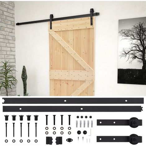 Puerta corredera con herrajes madera maciza de pino 90x210 cm vidaXL (1/5)