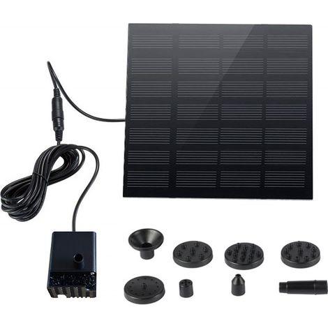 Solarbrunnen – 1,5 W Outdoor-Garten-Solarbrunnenpumpe mit 6 Düsen für Vogelbad, Teich, Schwimmbad, Terrasse, Gartendekoration