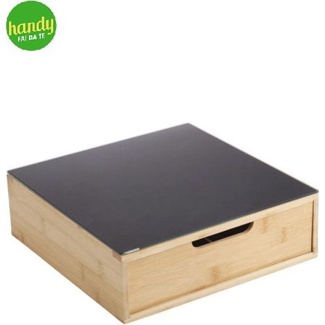 Cassetto portacialde Casa Collection in bamboo e vetro nero 30 x 30 x 10 cm