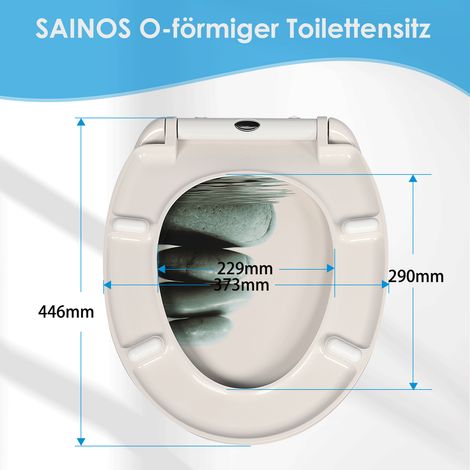 Abattant de toilette rond imprimé à motifs, couvercle de toilette robuste en urée UF à fermeture douce avec charnières à dégagement rapide (1/5)
