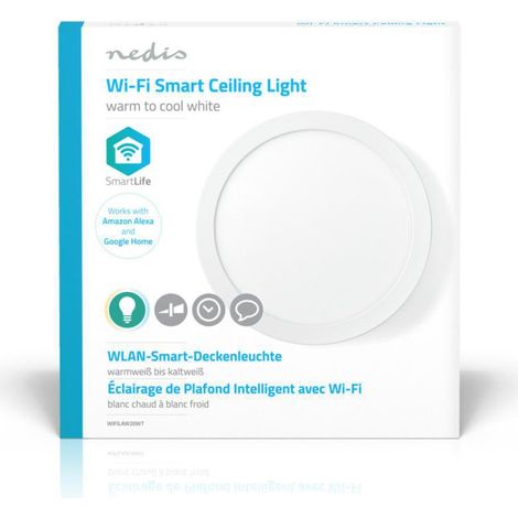 Nedis Iluminación de techo inteligente blanco 30 cm