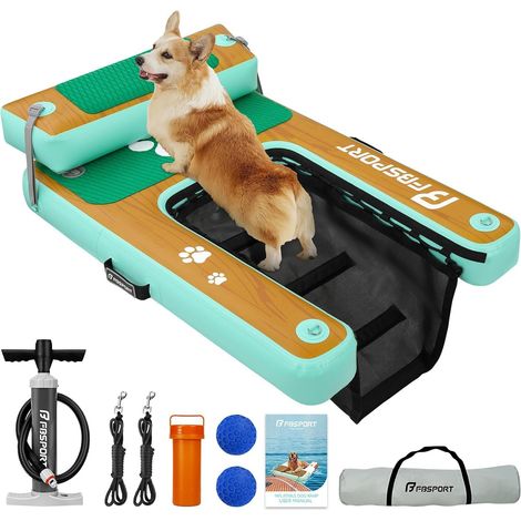 Rampe d'accès à l'eau Gonflable pour Chien, échelle Flottante pour Piscine, Bateau, lac, échelle Flottante antidérapante en EVA pour Chien jusqu'à 100 kg, Accès à l'eau Facile (1/5)