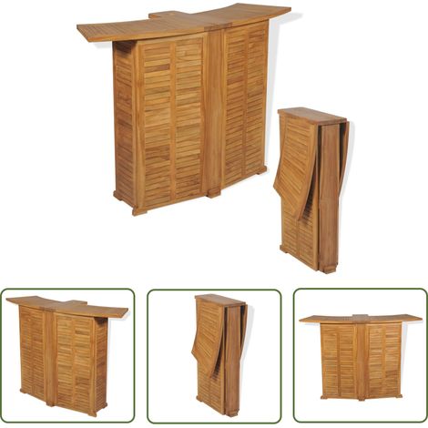 The Living Store Klappbarer Bartisch 155x53x105 cm Teak Massiv - Gartentisch - Teaktisch - Zusammenklappbarer Tisch - Outdoortisch - Balkontisch (1/5)